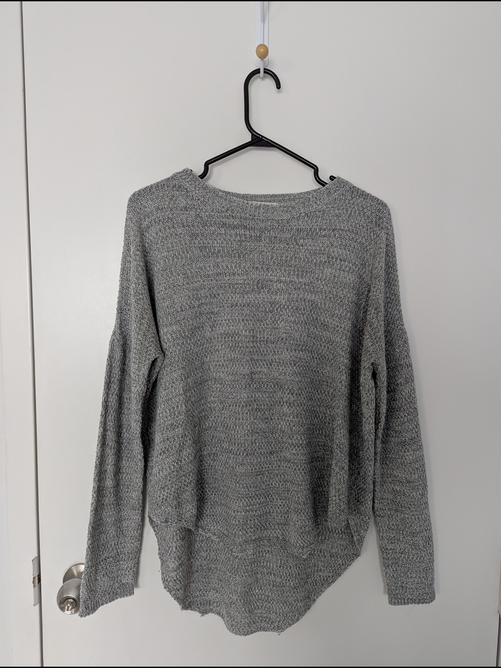 Relaxed Grey Crewneck Knit Sweater - Women's Casual Pullover